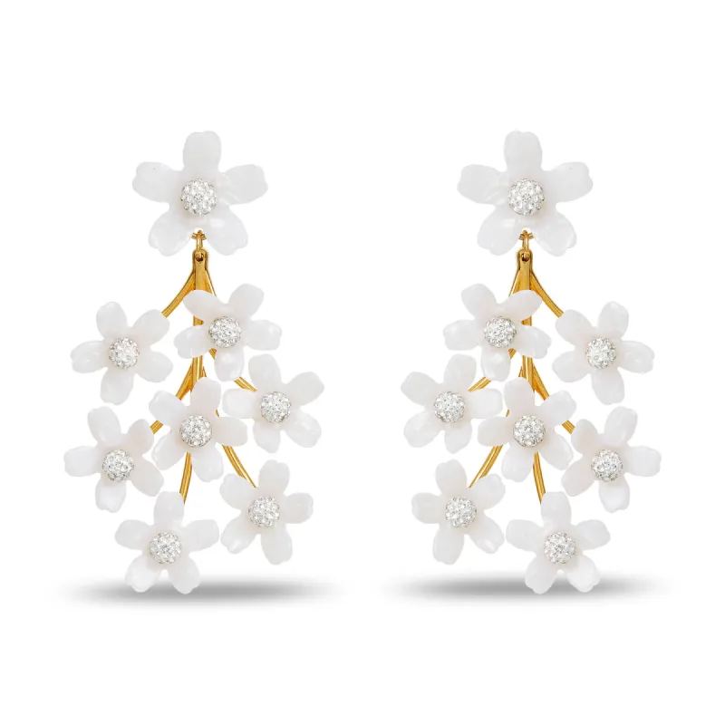 MOTHER OF PEARL GARDEN BOUQUET CHANDELIER EARRINGS sold by Lele Sadoughi