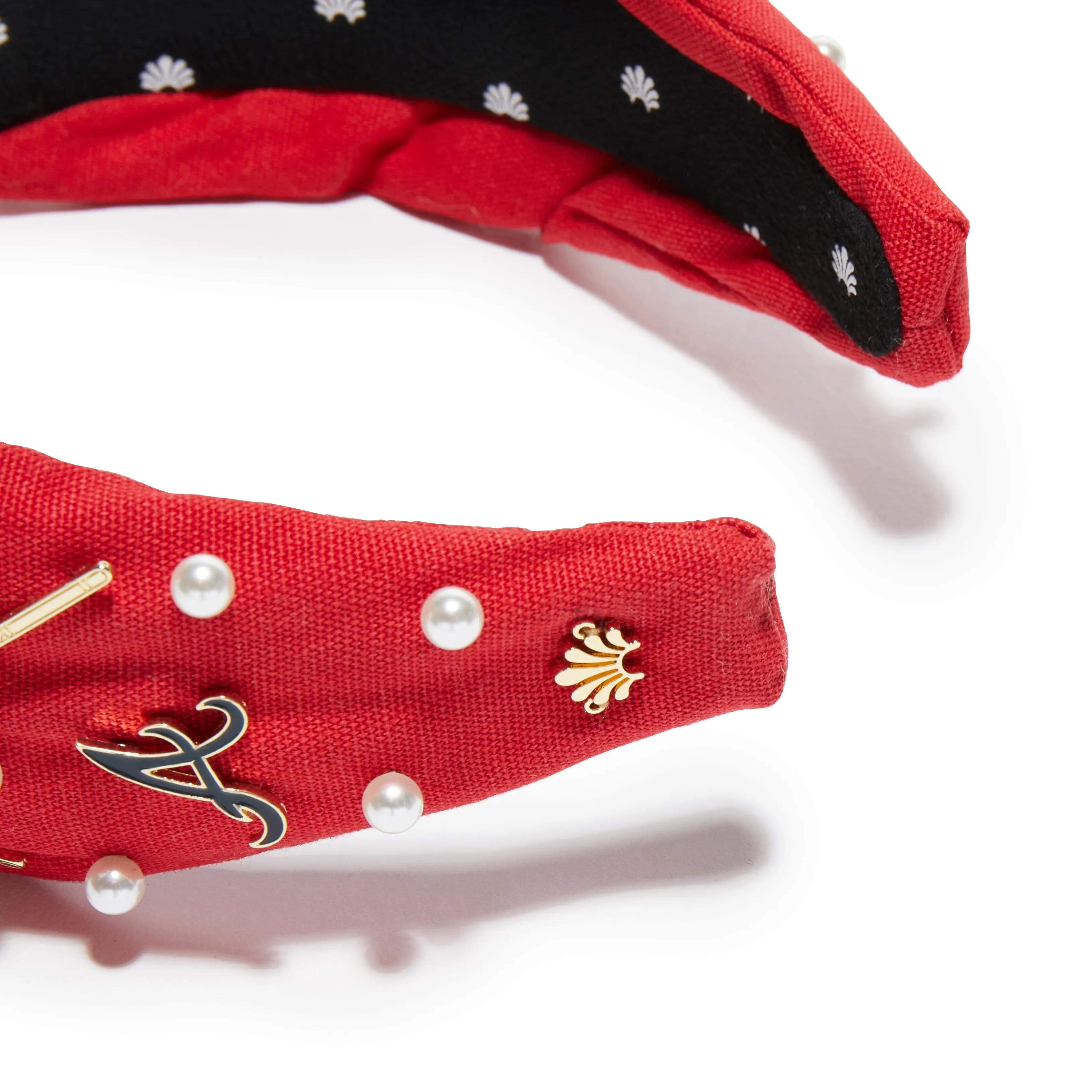 ATLANTA BRAVES LELE SADOUGHI / MLB RED EMBELLISHED KNOTTED HEADBAND sold by Lele Sadoughi product image thumbnail 3