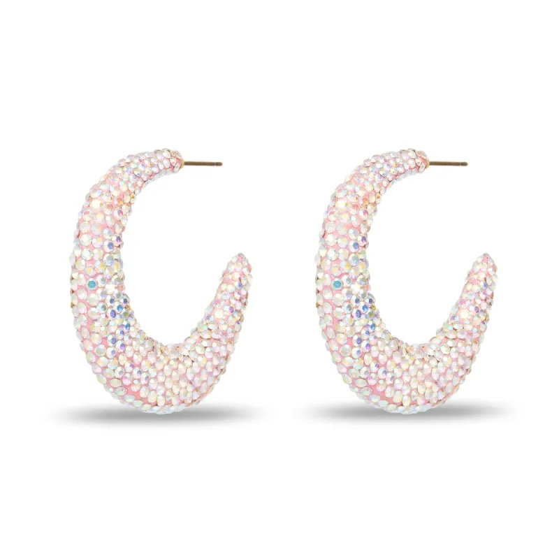 HOLOGRAPHIC CRYSTAL ARCHER PAVE HOOP EARRINGS sold by Lele Sadoughi