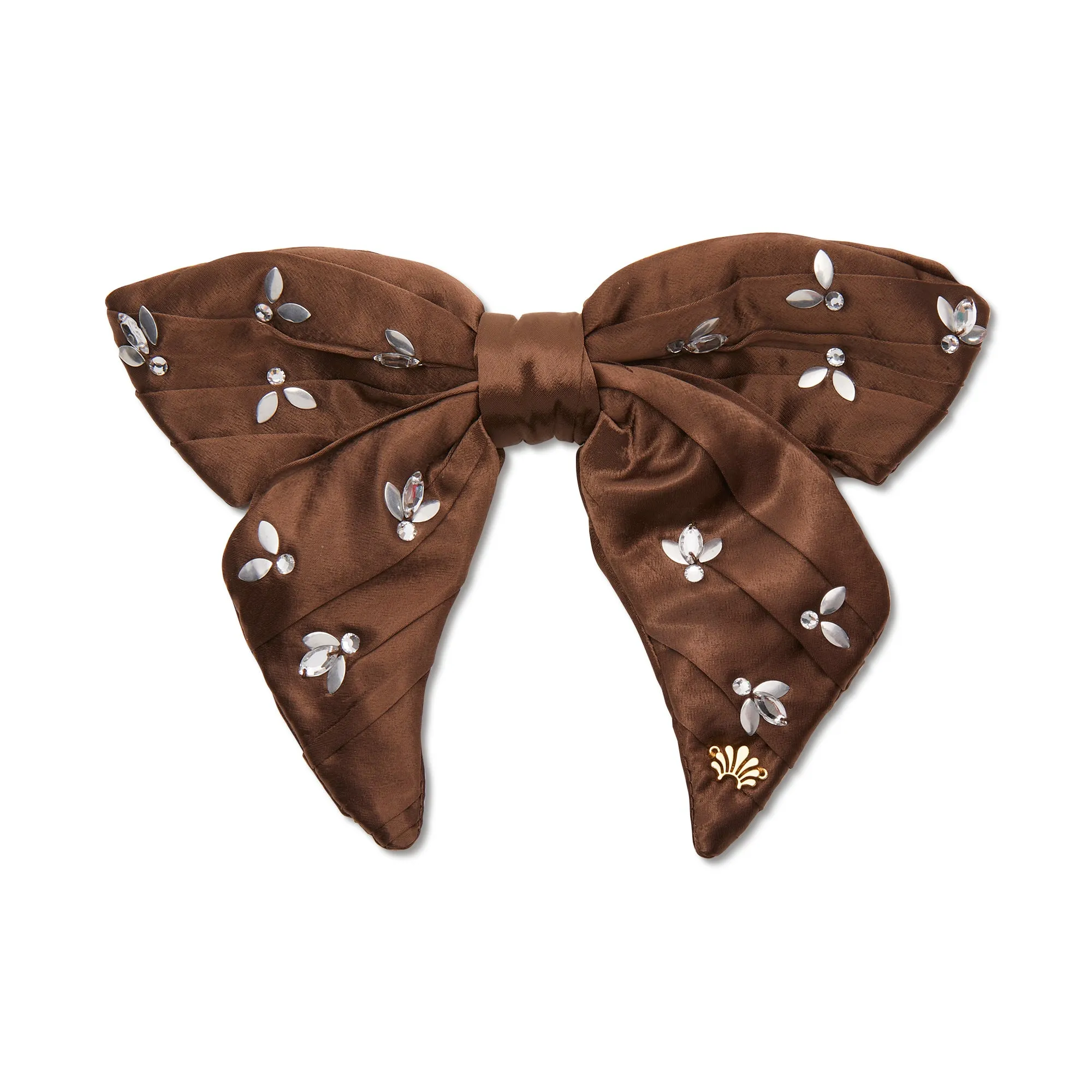 ROOTBEER CRYSTAL HONEYBEE BOW BARRETTE sold by Lele Sadoughi