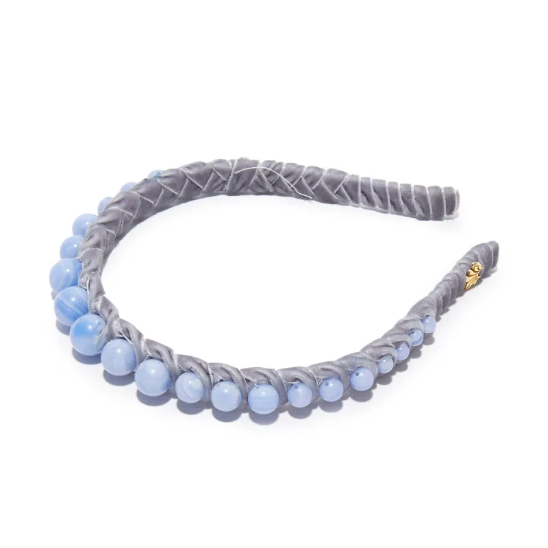 BLUE LACE AGATE GRADUATED BEAD HEADBAND sold by Lele Sadoughi