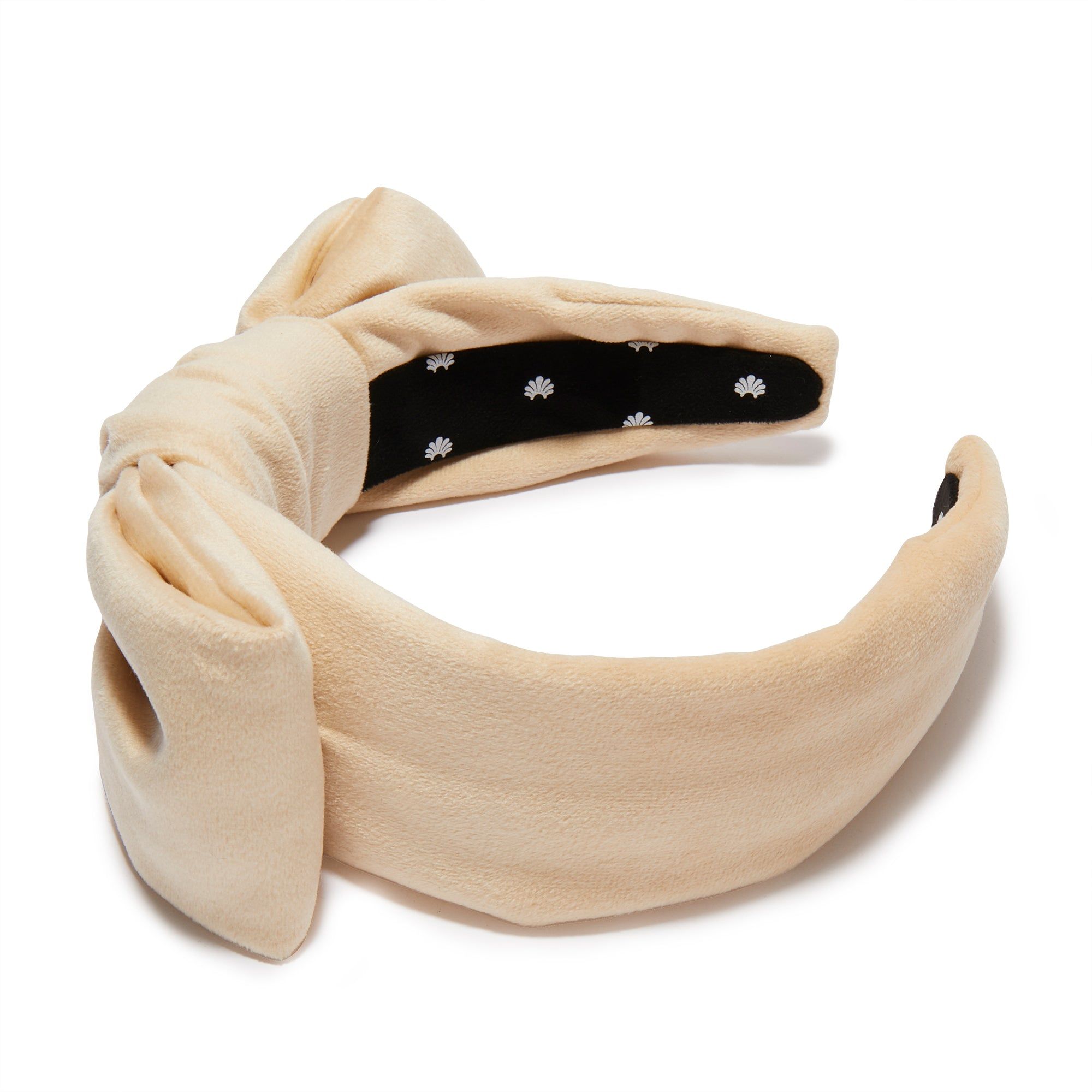 LATTE HOLLY VELVET HEADBAND sold by Lele Sadoughi