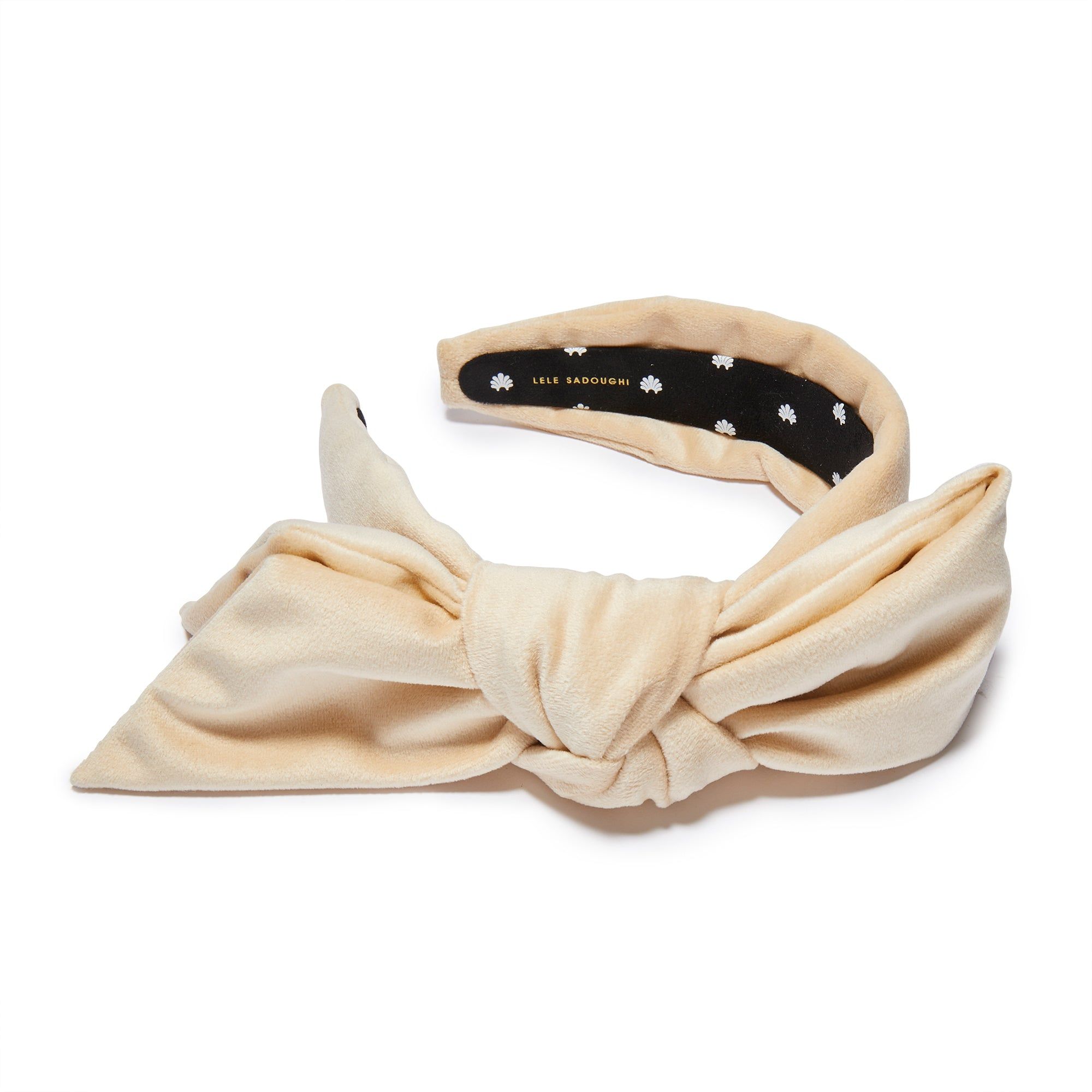 LATTE HOLLY VELVET HEADBAND sold by Lele Sadoughi product image thumbnail 3
