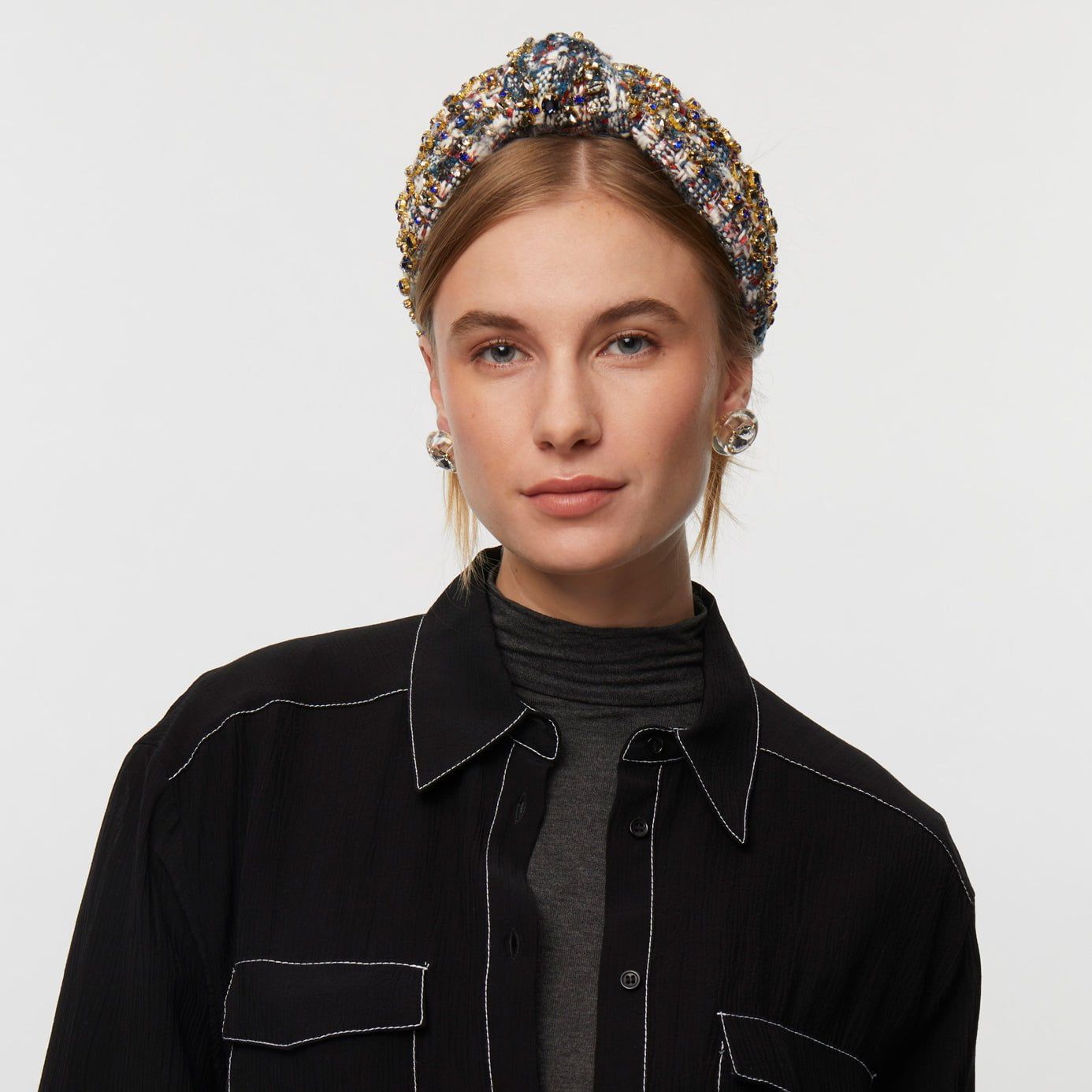 INDIGO FIELDS TWEED MIXED CRYSTAL HEADBAND sold by Lele Sadoughi product image thumbnail 2