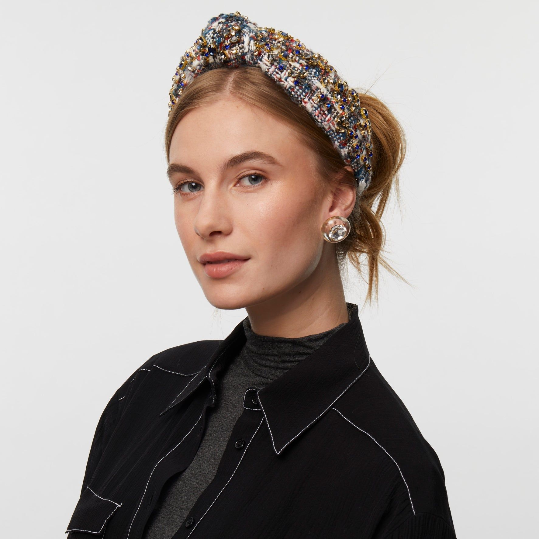 INDIGO FIELDS TWEED MIXED CRYSTAL HEADBAND sold by Lele Sadoughi product image thumbnail 4