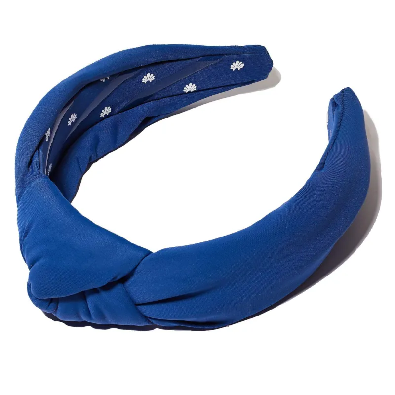 NAVY NEOPRENE KNOTTED HEADBAND sold by Lele Sadoughi