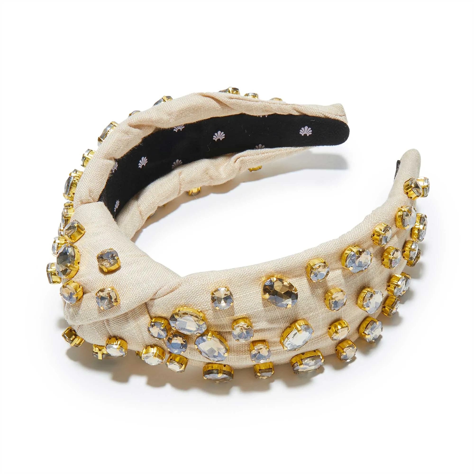 NATURAL EMBELLISHED LINEN KNOTTED HEADBAND sold by Lele Sadoughi