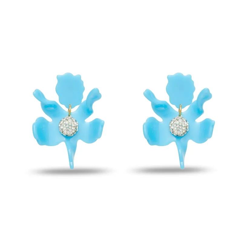 TURQUOISE SMALL CRYSTAL LILY EARRINGS sold by Lele Sadoughi