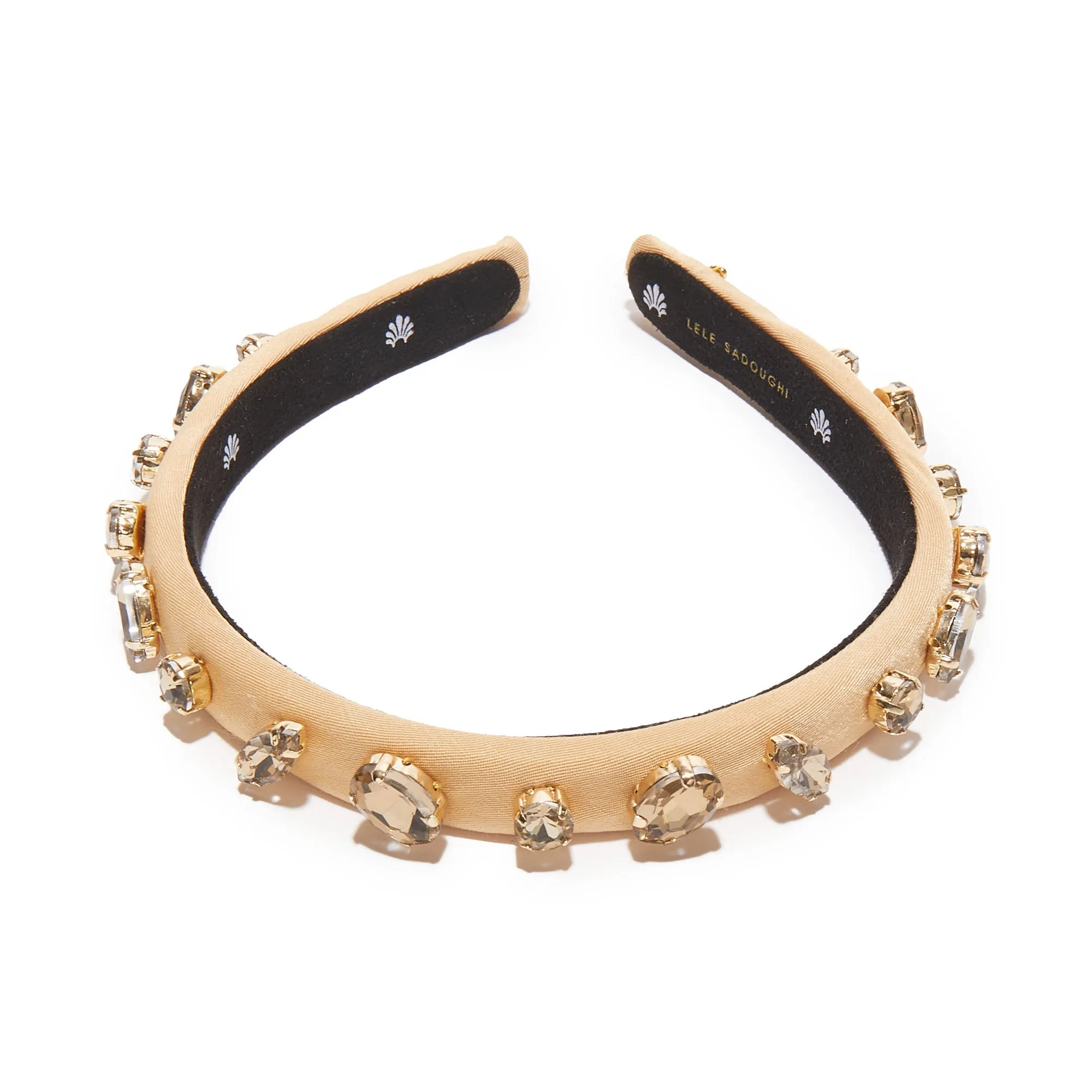 BISQUE MIXED CRYSTAL VELVET GIGI HEADBAND sold by Lele Sadoughi product image thumbnail 3