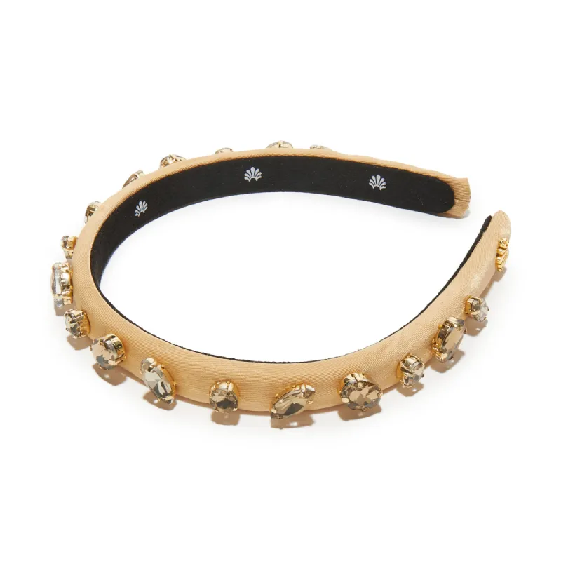 BISQUE MIXED CRYSTAL VELVET GIGI HEADBAND sold by Lele Sadoughi