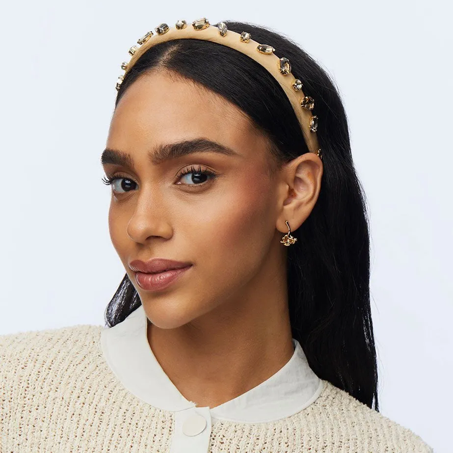 BISQUE MIXED CRYSTAL VELVET GIGI HEADBAND sold by Lele Sadoughi product image thumbnail 2