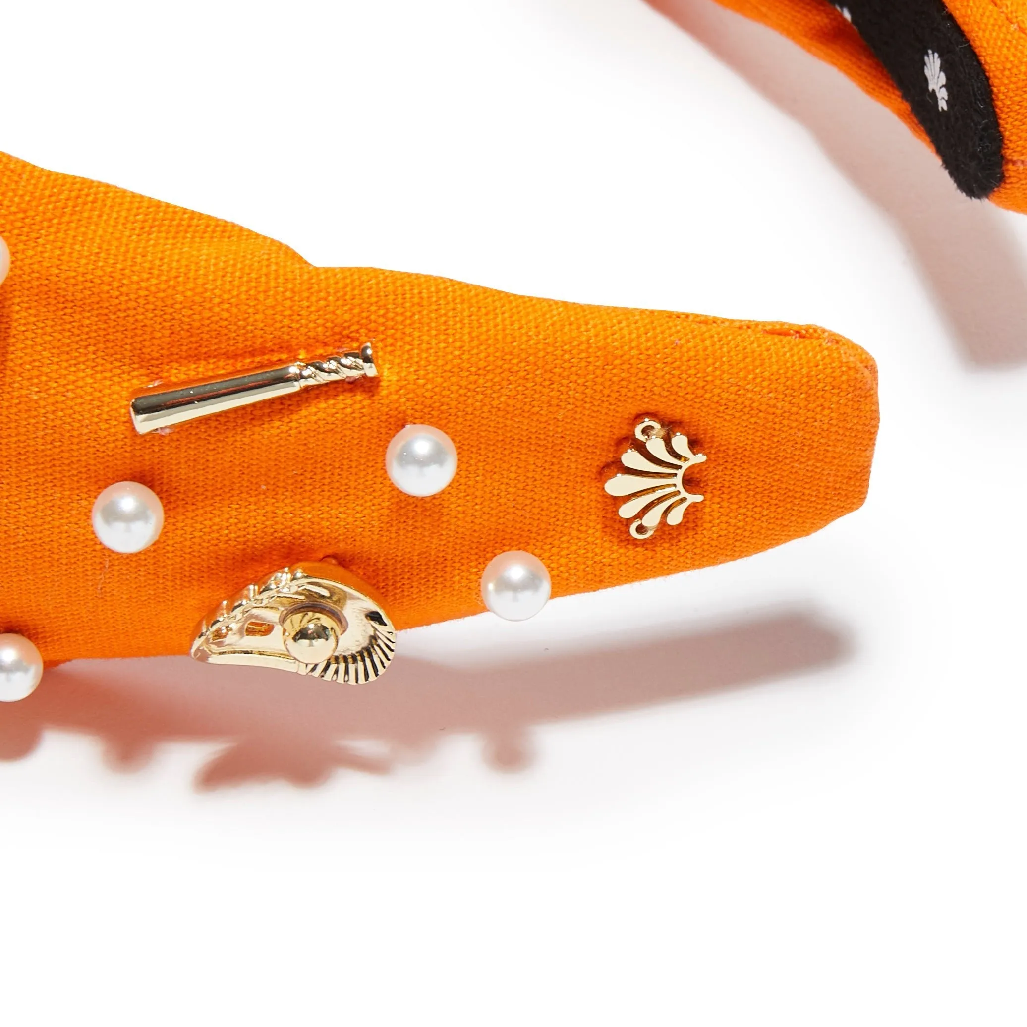 NY METS LELE SADOUGHI / MLB ORANGE EMBELLISHED KNOTTED HEADBAND sold by Lele Sadoughi product image thumbnail 3