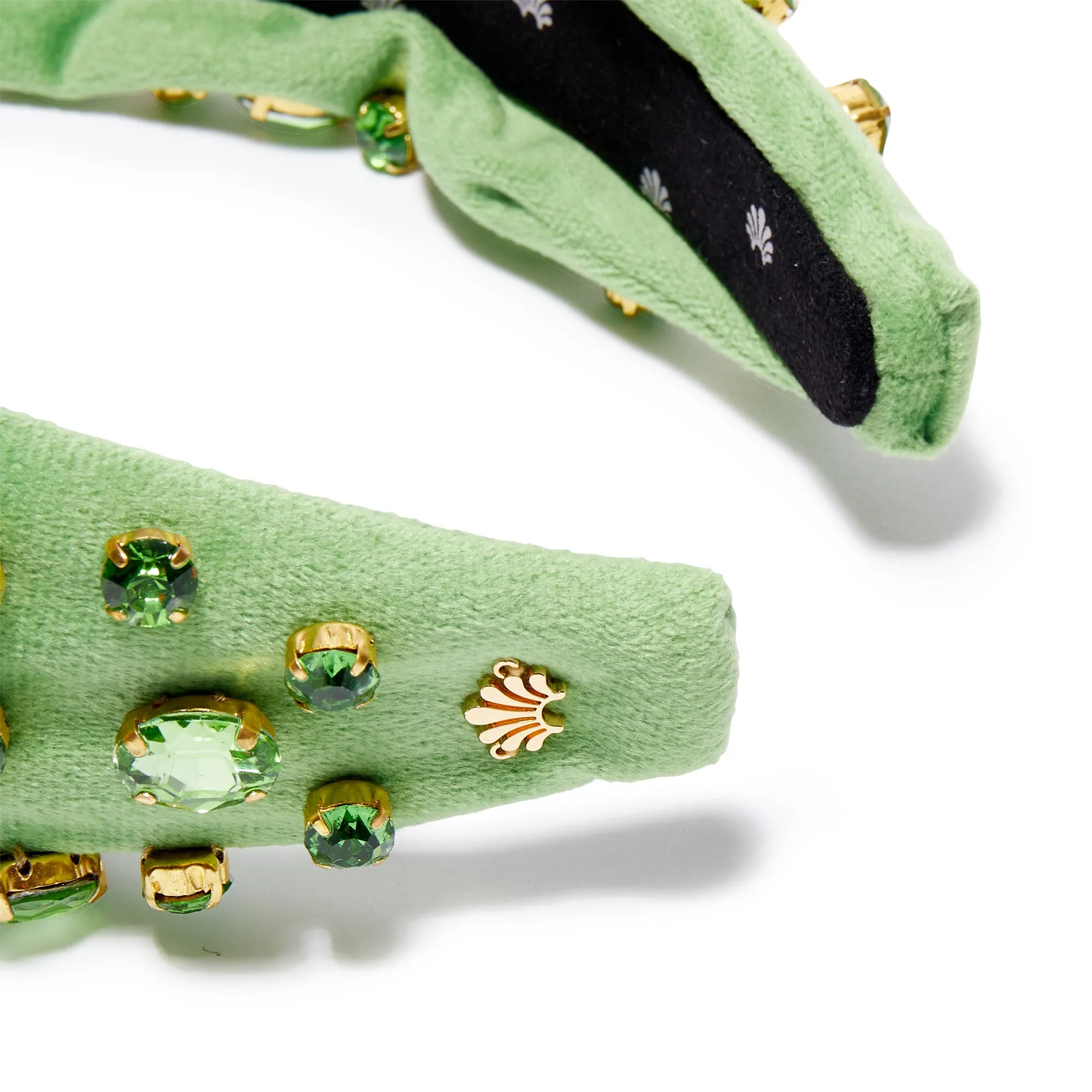 AUGUST PERIDOT OVAL CRYSTAL VELVET KNOTTED HEADBAND sold by Lele Sadoughi product image thumbnail 3