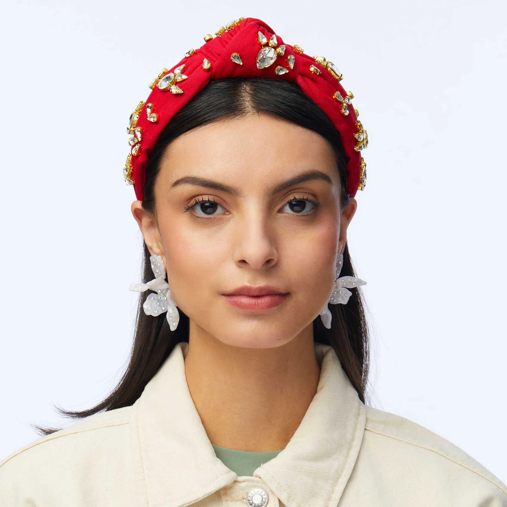 RED EMBELLISHED KNOTTED HEADBAND sold by Lele Sadoughi product image thumbnail 2