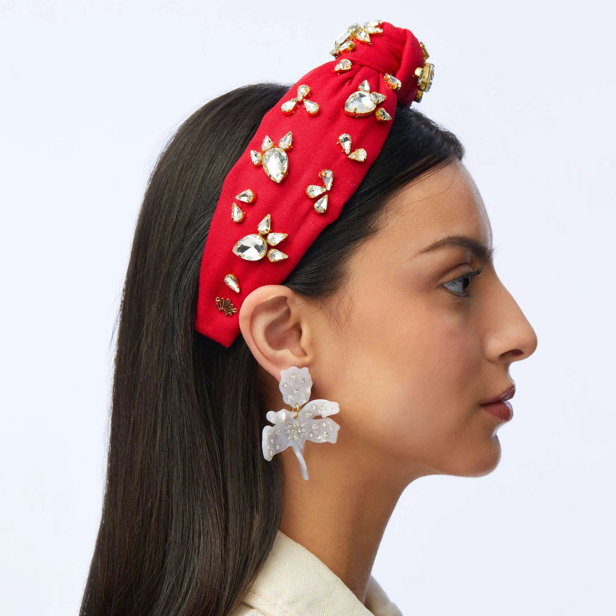 RED EMBELLISHED KNOTTED HEADBAND sold by Lele Sadoughi product image thumbnail 3