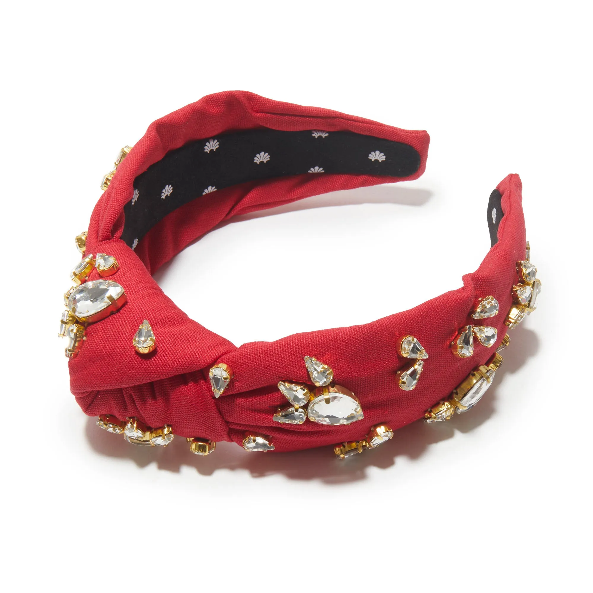 RED EMBELLISHED KNOTTED HEADBAND sold by Lele Sadoughi