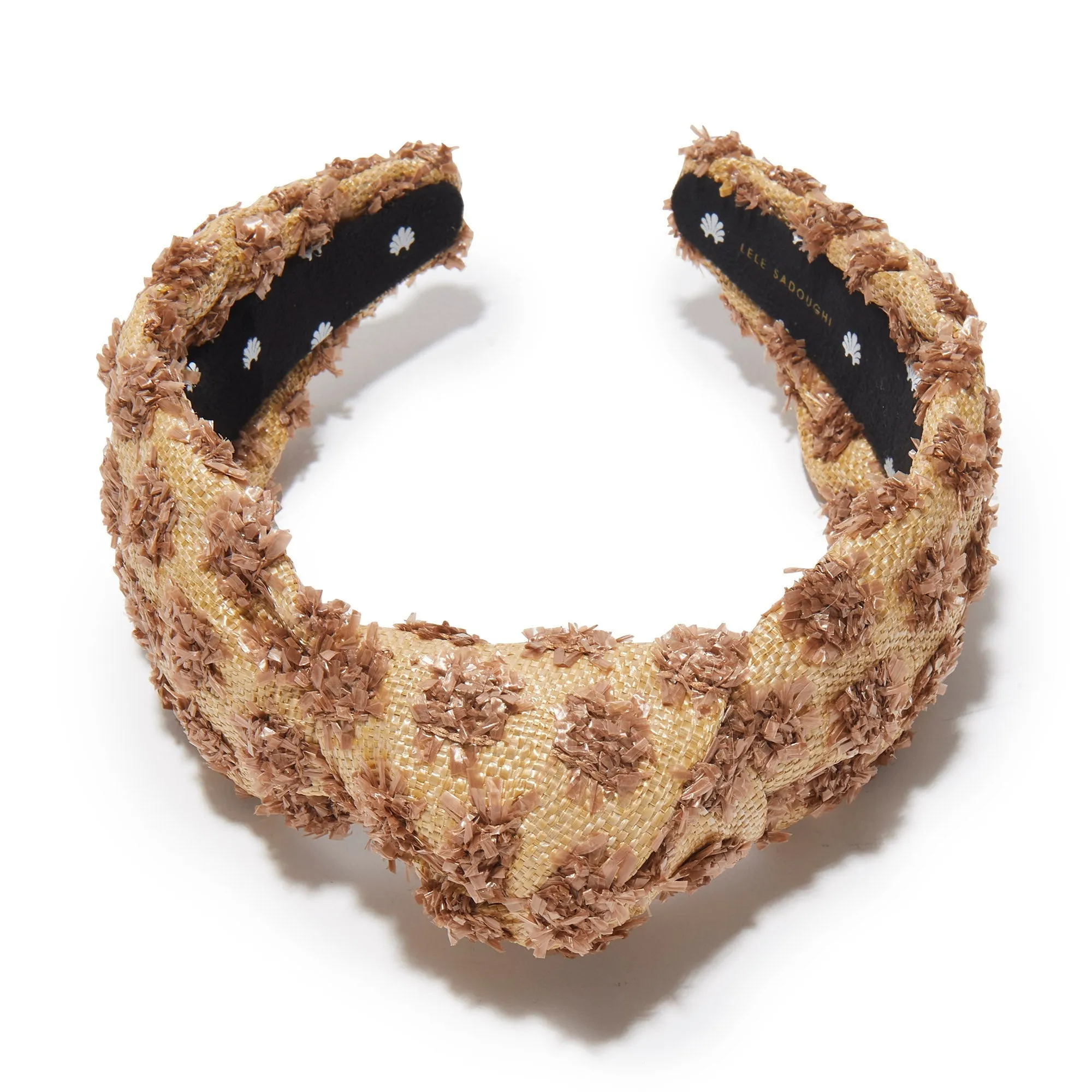 CHOCOLATE DOTTED RAFFIA KNOTTED HEADBAND sold by Lele Sadoughi product image thumbnail 3
