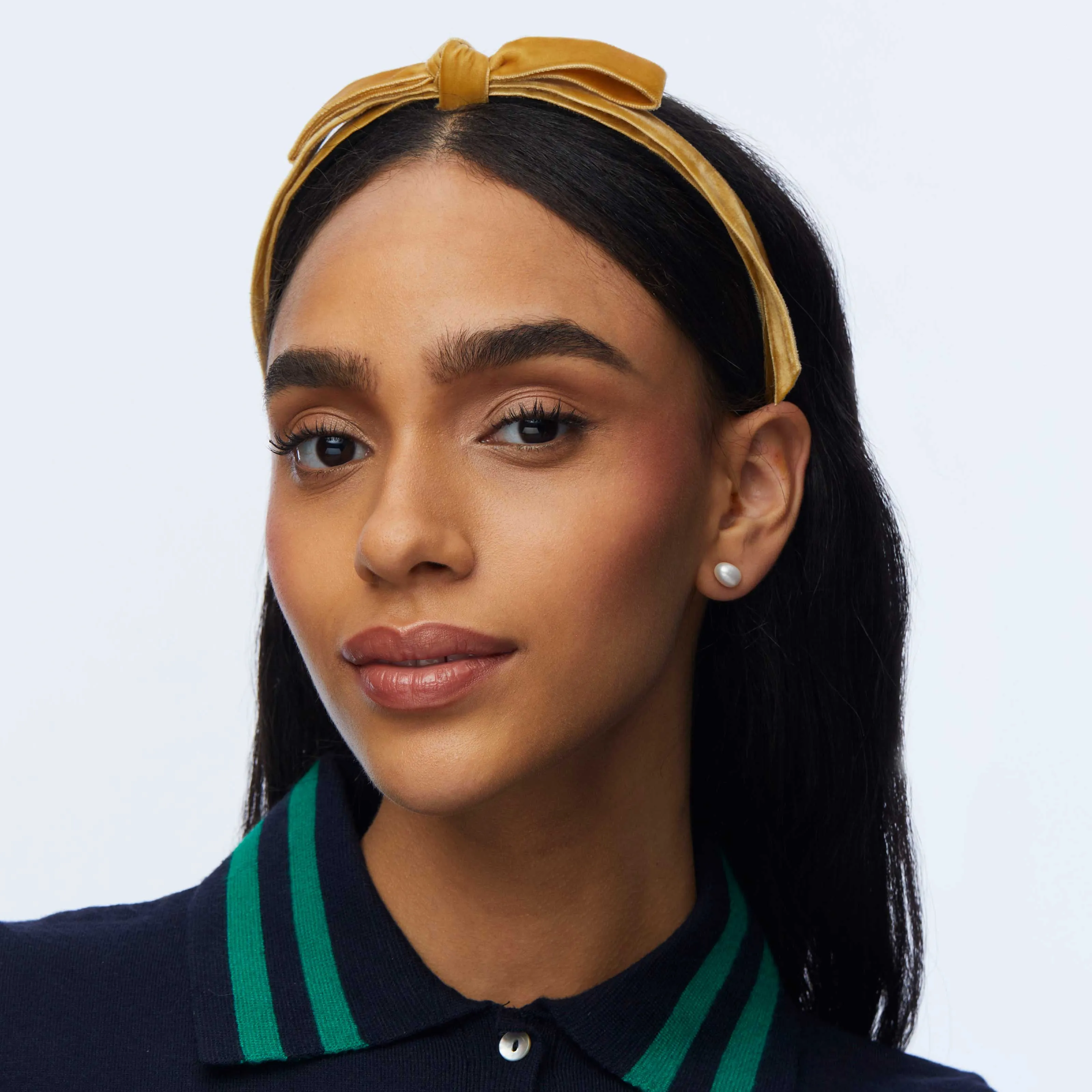 KHAKI BARDOT SLIM RIBBON HEADBAND sold by Lele Sadoughi product image thumbnail 2