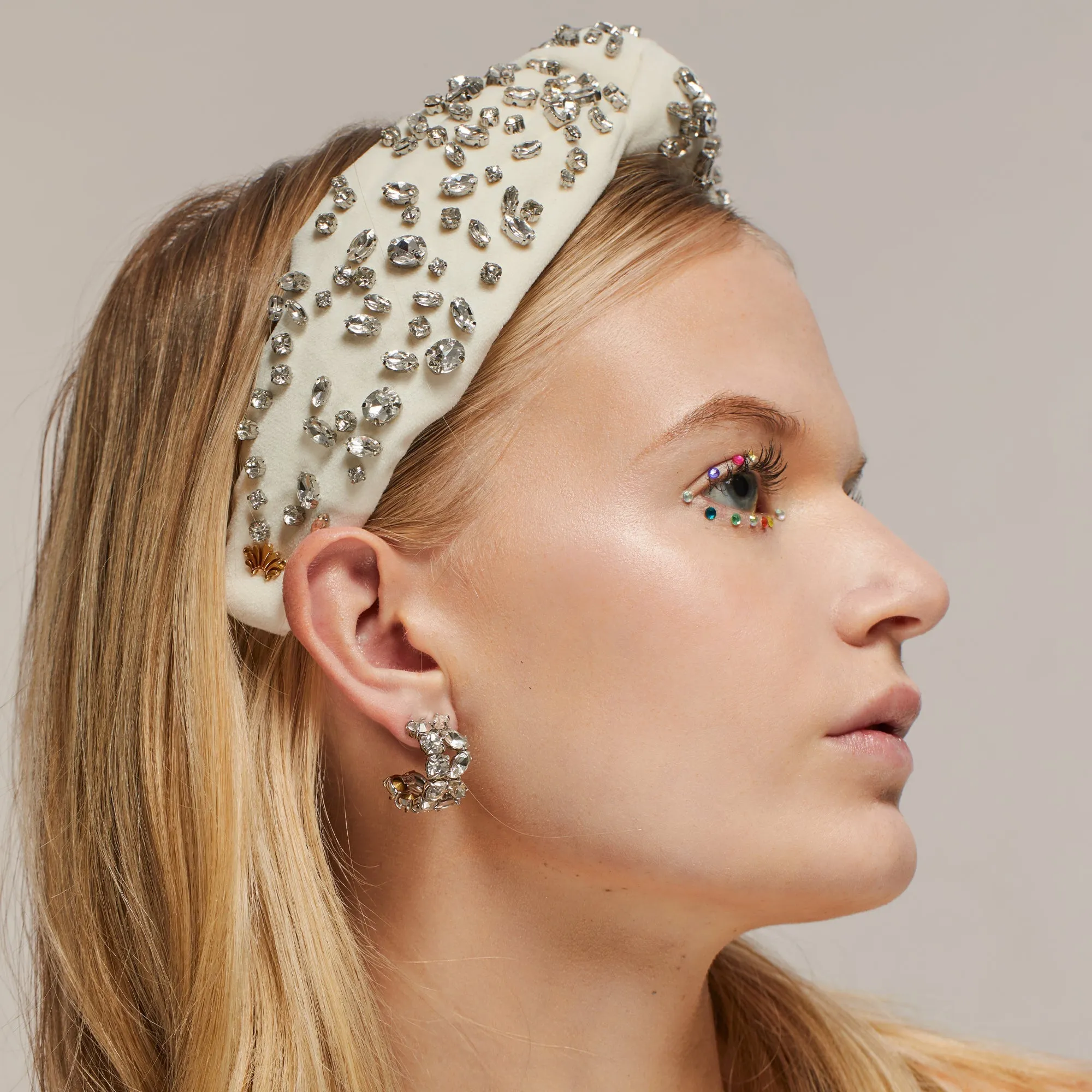 DIAMOND MIXED CRYSTAL VELVET KNOTTED HEADBAND sold by Lele Sadoughi product image thumbnail 4