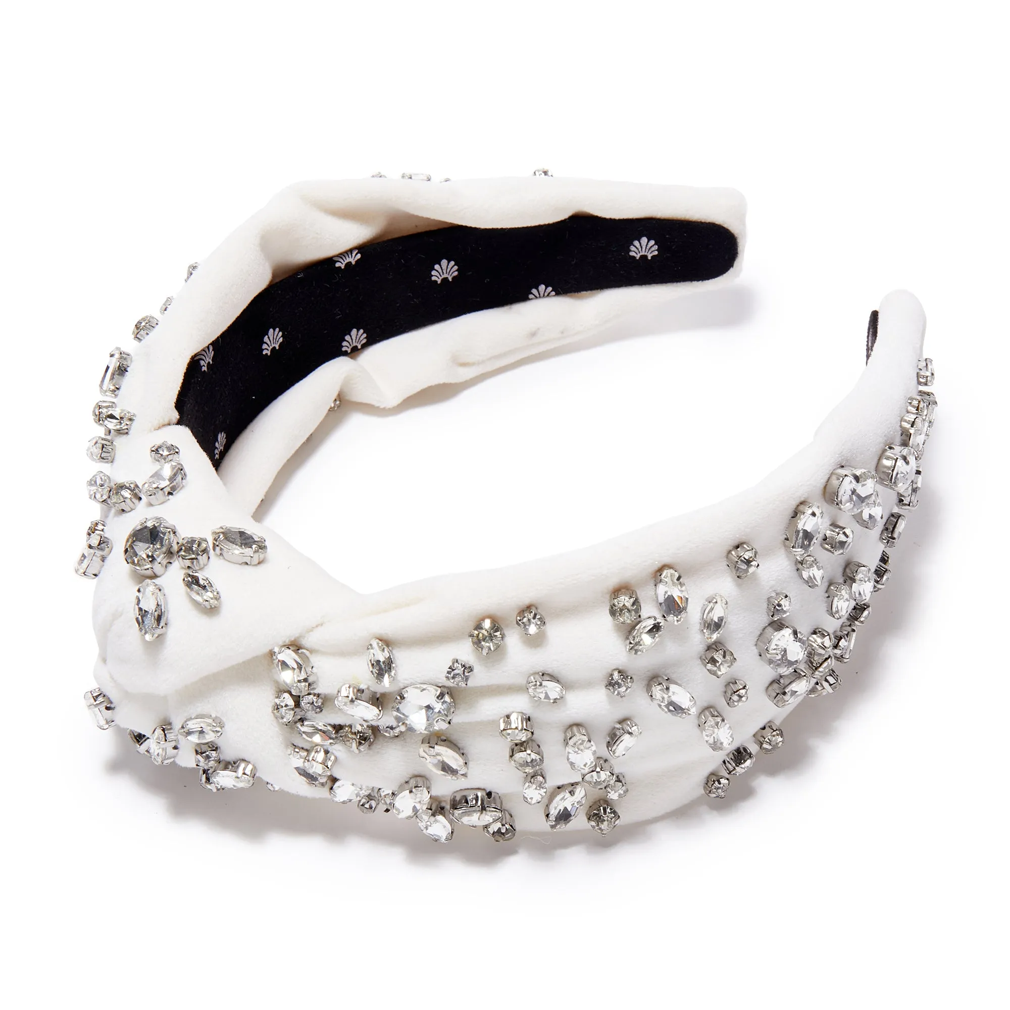 DIAMOND MIXED CRYSTAL VELVET KNOTTED HEADBAND sold by Lele Sadoughi