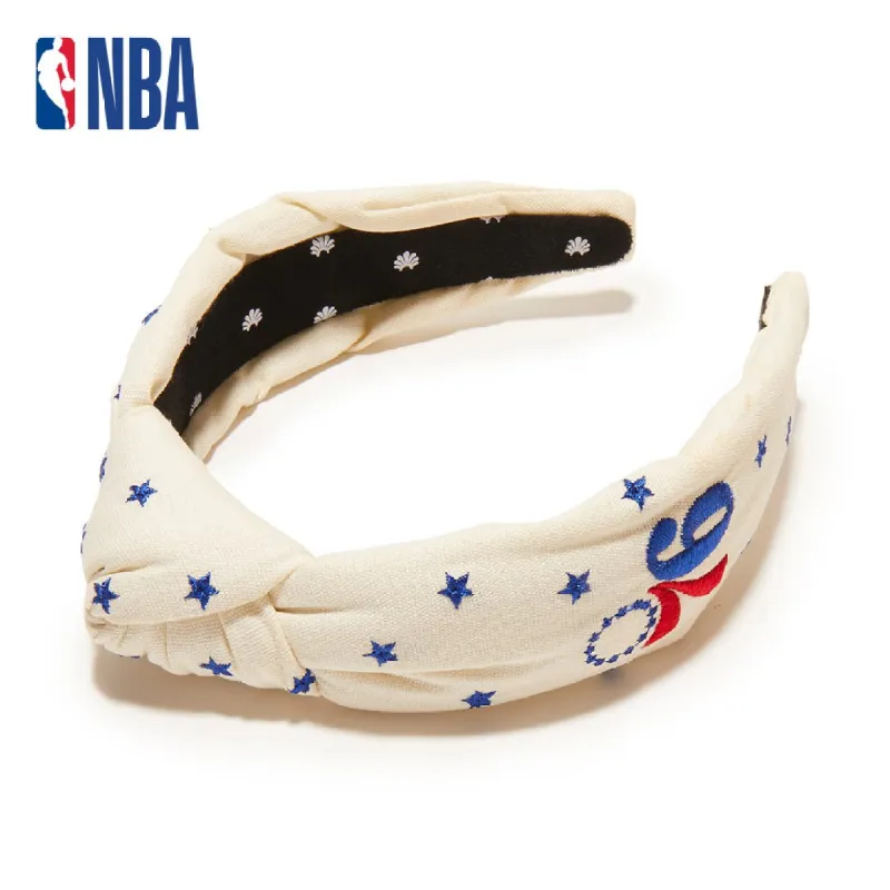 PHILADELPHIA 76ERS LELE SADOUGHI / NBA IVORY EMBROIDERED KNOTTED HEADBAND sold by Lele Sadoughi