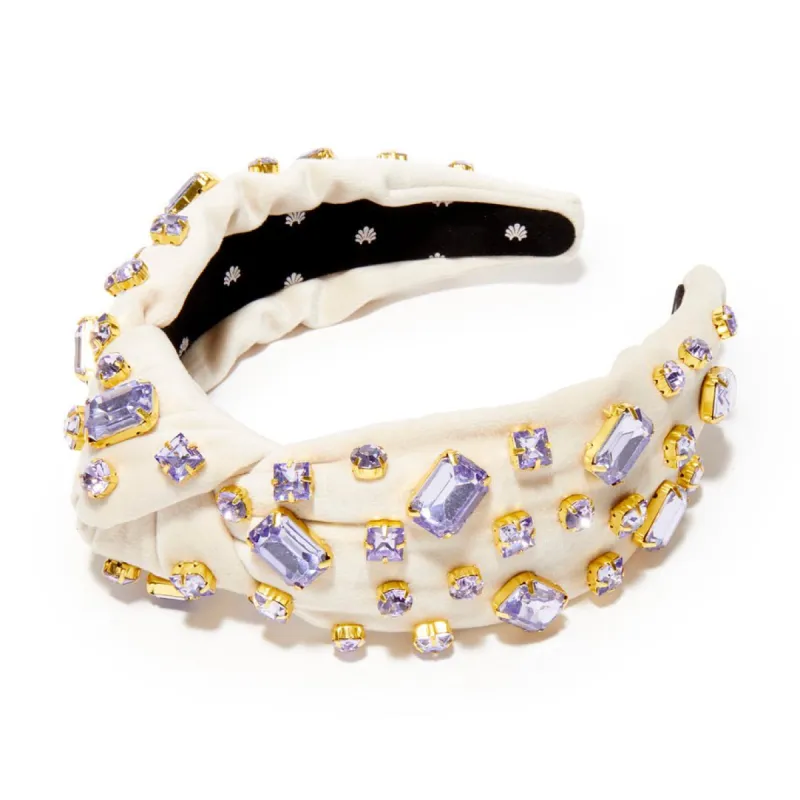 AMETHYST SPARKLE RECTANGLE CRYSTAL VELVET KNOTTED HEADBAND sold by Lele Sadoughi