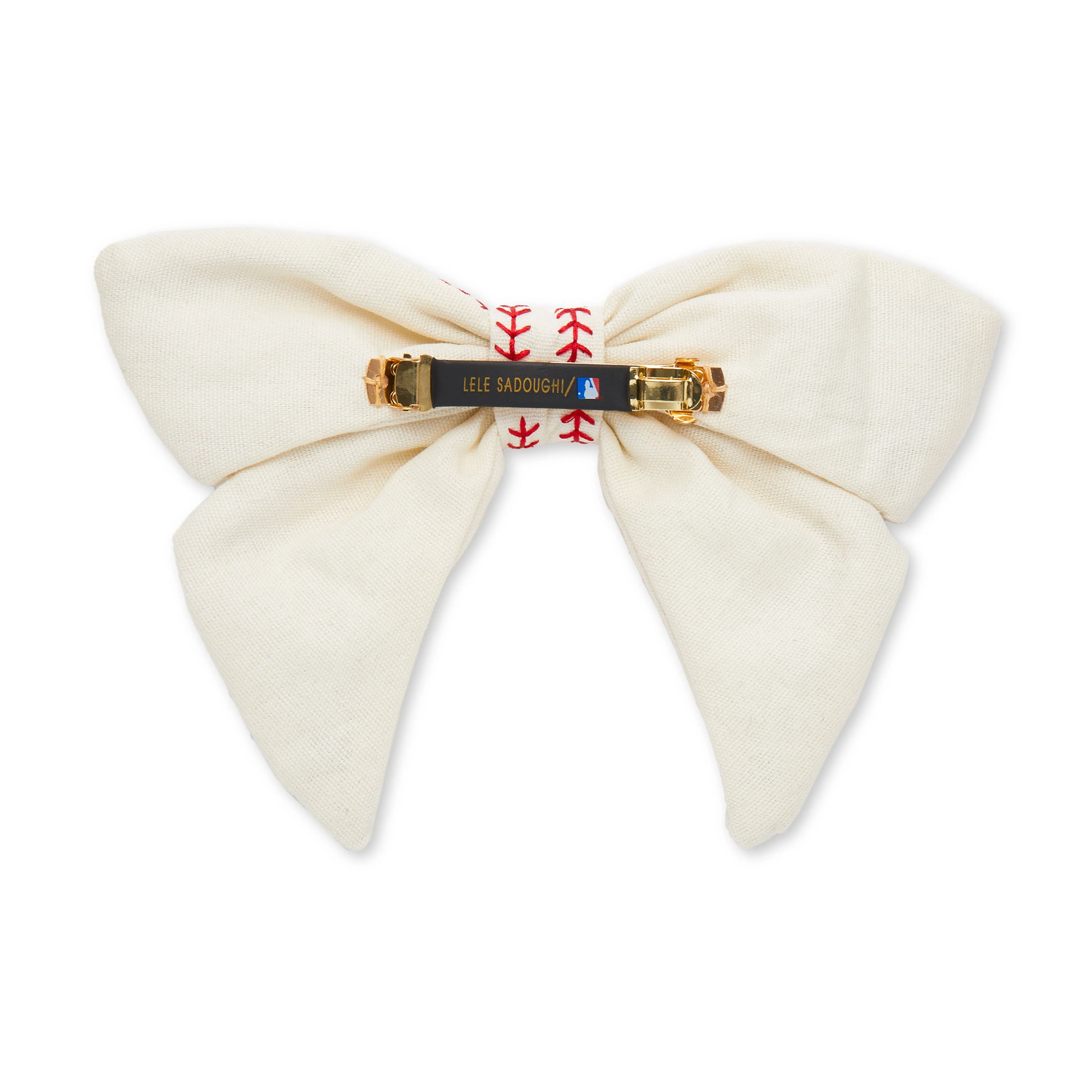 CHICAGO CUBS LELE SADOUGHI / MLB IVORY BOW BARRETTE sold by Lele Sadoughi product image thumbnail 3