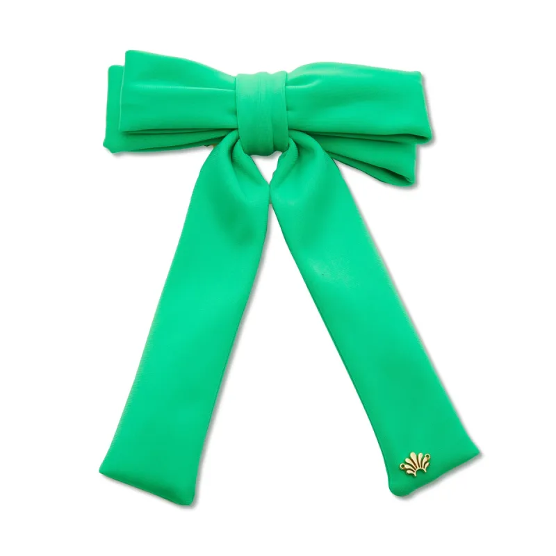 GRASS GREEN NEOPRENE ANTOINETTE BOW BARRETTE sold by Lele Sadoughi