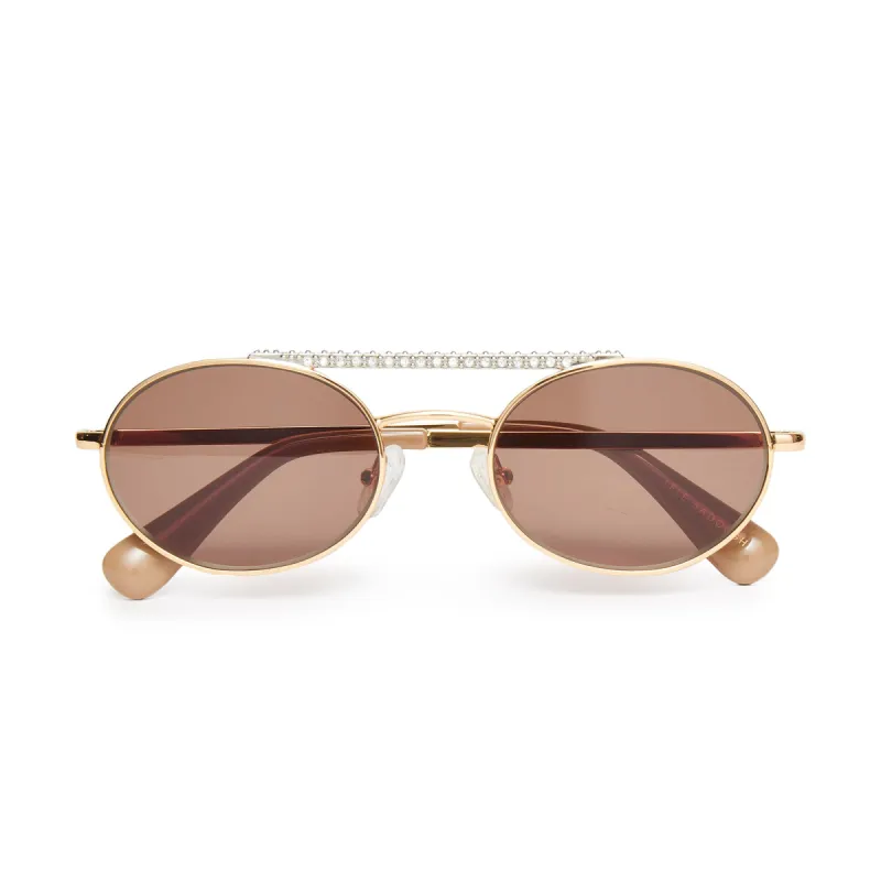 GOLD ANAHEIM AVIATOR SUNGLASSES sold by Lele Sadoughi