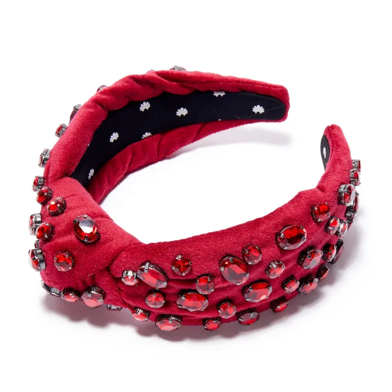 GARNET OVAL CRYSTAL VELVET KNOTTED HEADBAND sold by Lele Sadoughi