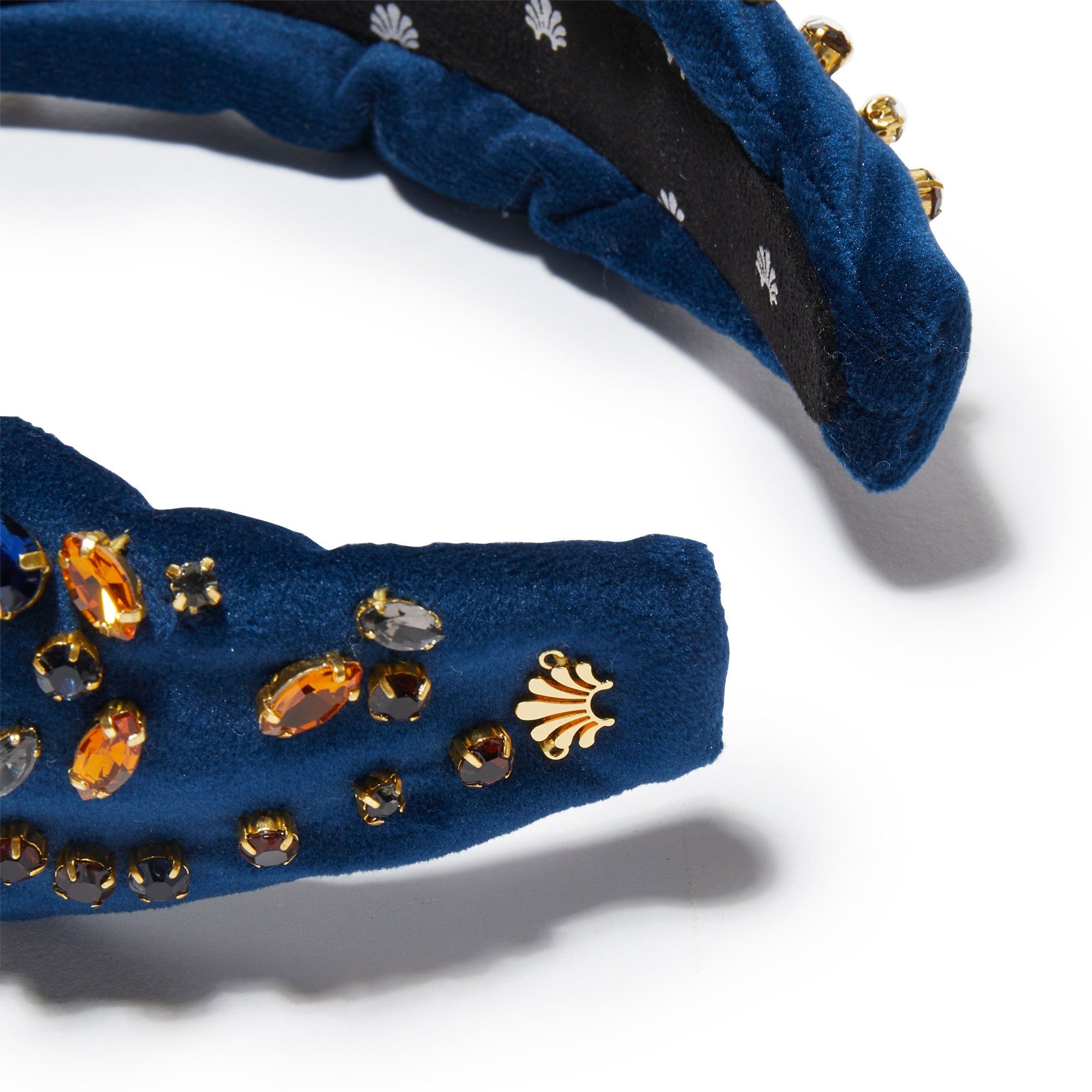 NAVY VELVET MIXED CRYSTAL KNOTTED HEADBAND sold by Lele Sadoughi product image thumbnail 3