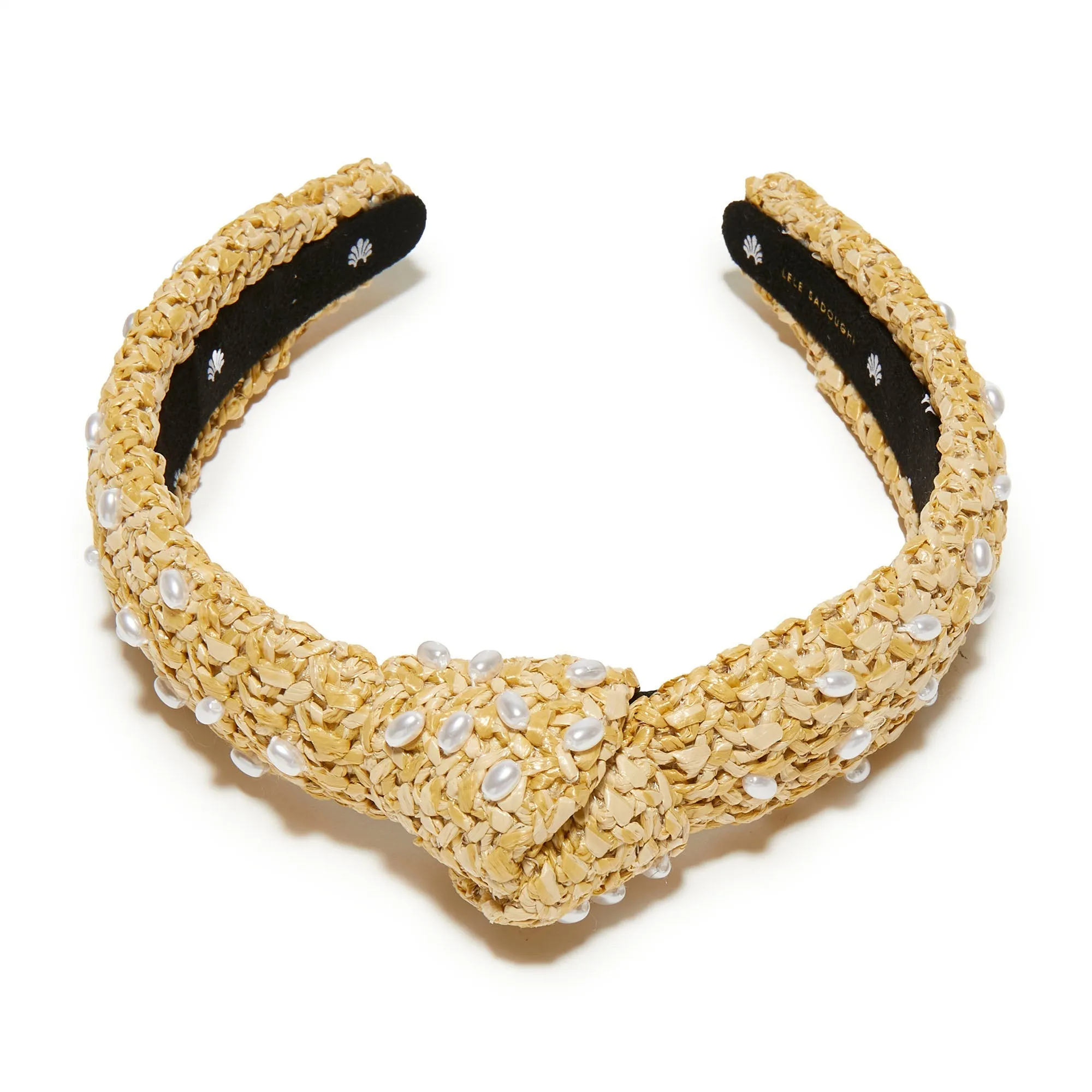 NATURAL PEARL EMBELLISHED RAFFIA SLIM KNOTTED HEADBAND sold by Lele Sadoughi product image thumbnail 4