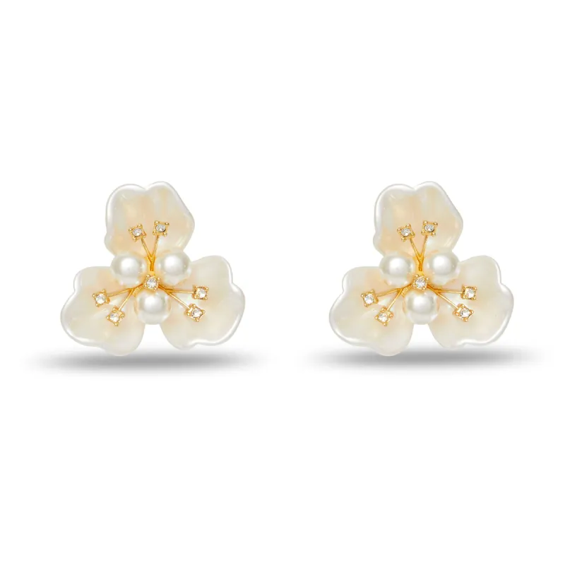 PEARL BLOSSOM BUTTON EARRINGS sold by Lele Sadoughi
