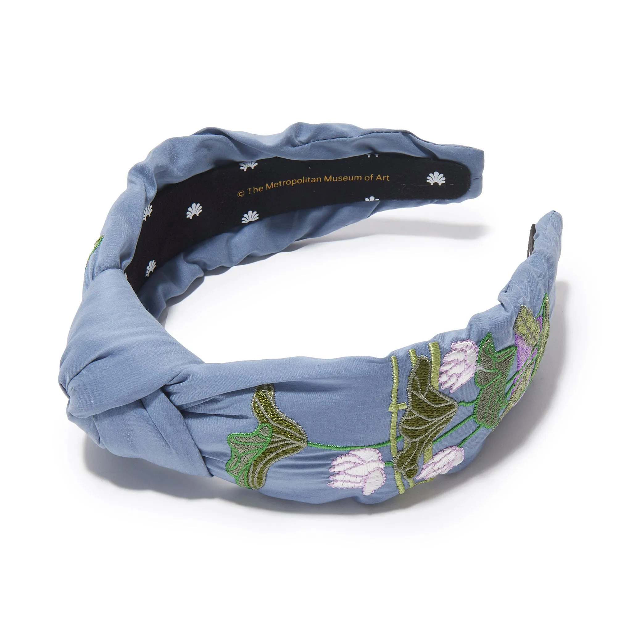 PASTEL GARDEN THE MET X LELE MONET EMBROIDERED KNOTTED HEADBAND sold by Lele Sadoughi