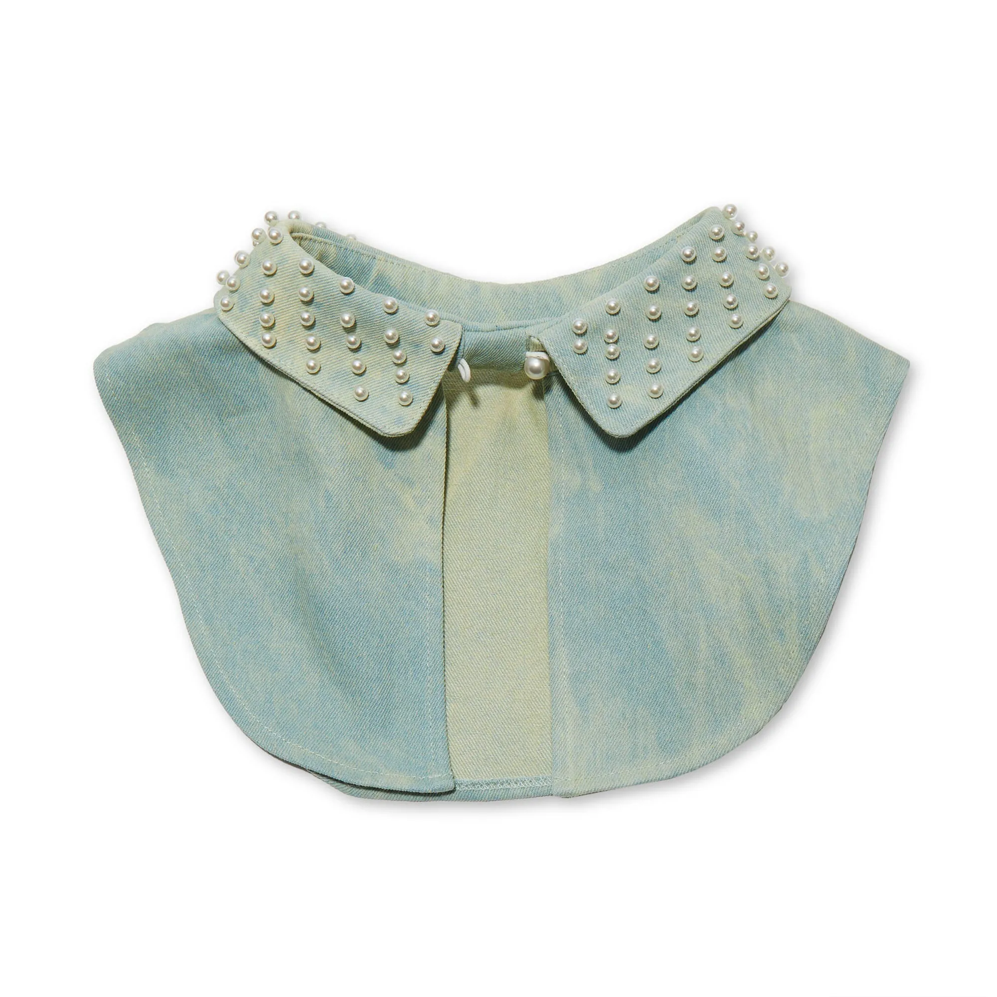 FADED DENIM PEARL EMBELLISHED COLLAR sold by Lele Sadoughi product image thumbnail 3