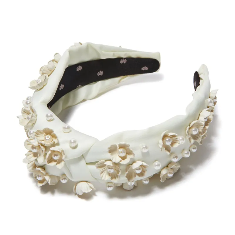 IVORY DAISY EMBELLISHED KNOTTED HEADBAND sold by Lele Sadoughi