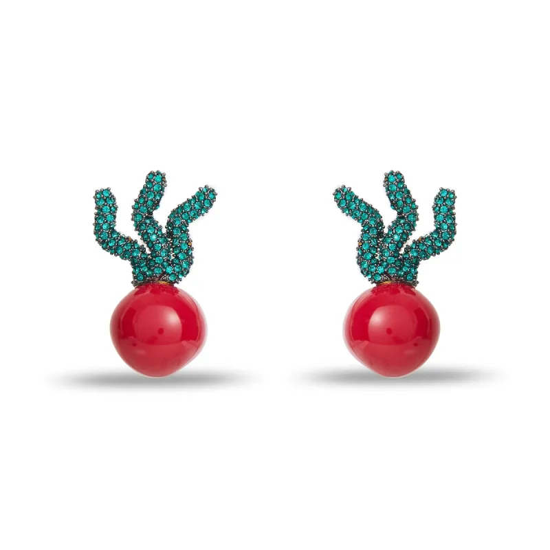 LADYBUG RED RADISH BUTTON EARRINGS sold by Lele Sadoughi