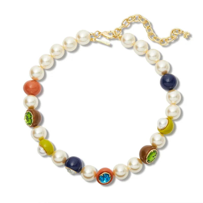 SUNSET FIELDS ORNAMENT BEADED PEARL NECKLACE sold by Lele Sadoughi