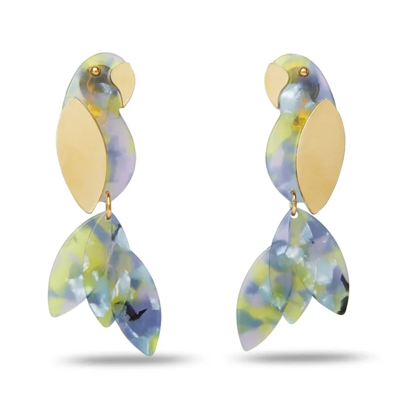 PALE SUNSHINE ACETATE PARROT EARRINGS sold by Lele Sadoughi