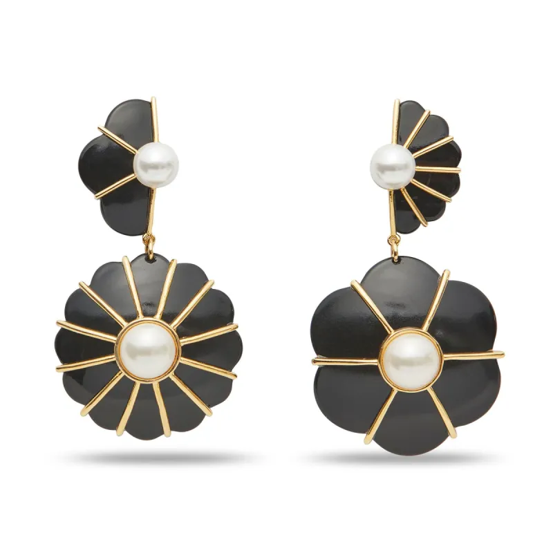 JET MIXED MEDALLION DROP EARRINGS sold by Lele Sadoughi