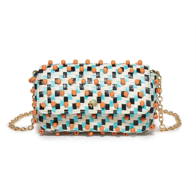 CORAL SUNSET BELEN RAFFIA WOVEN BELT BAG sold by Lele Sadoughi