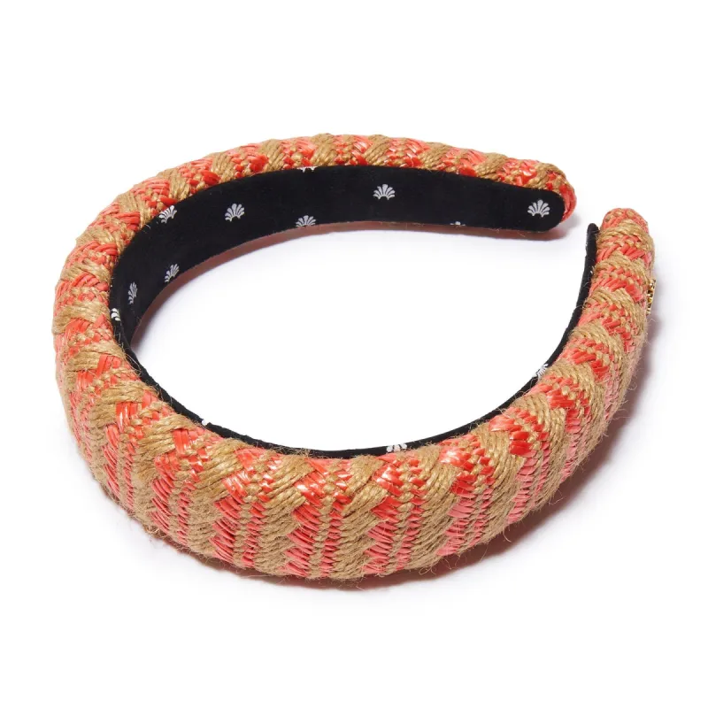 CALABRIA CORAL RAFFIA WOVEN ALICE HEADBAND sold by Lele Sadoughi