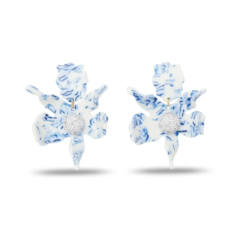 DELFT CRYSTAL LILY EARRINGS sold by Lele Sadoughi
