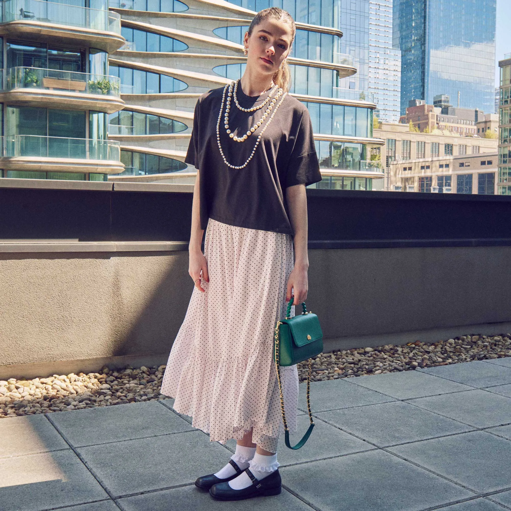 JET SHORT-SLEEVE PEARL EMBELLISHED TEE sold by Lele Sadoughi product image thumbnail 4