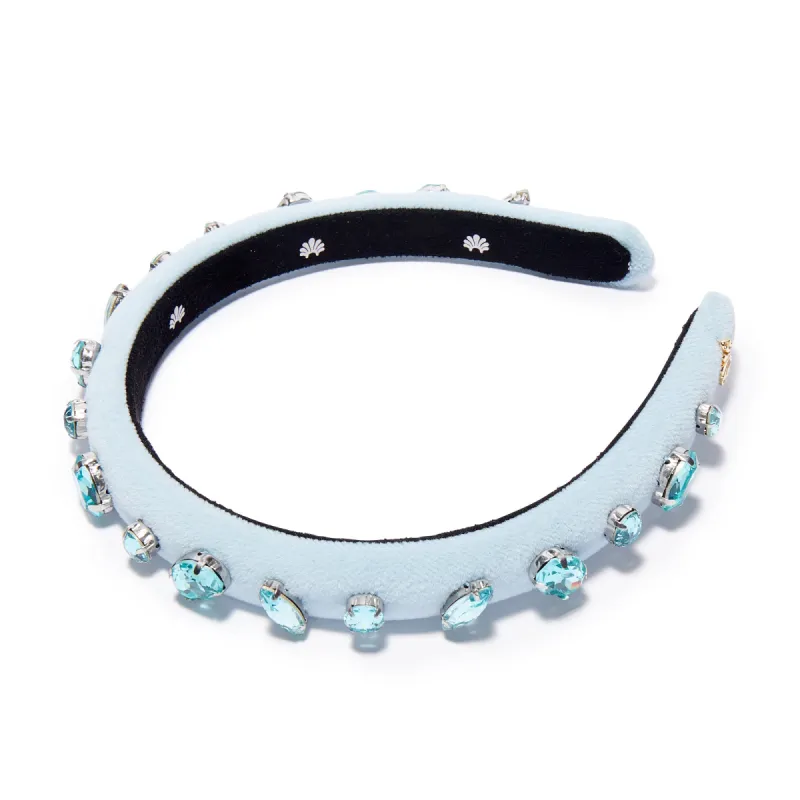 MARCH AQUAMARINE GLITTERING CRYSTAL VELVET GIGI HEADBAND sold by Lele Sadoughi