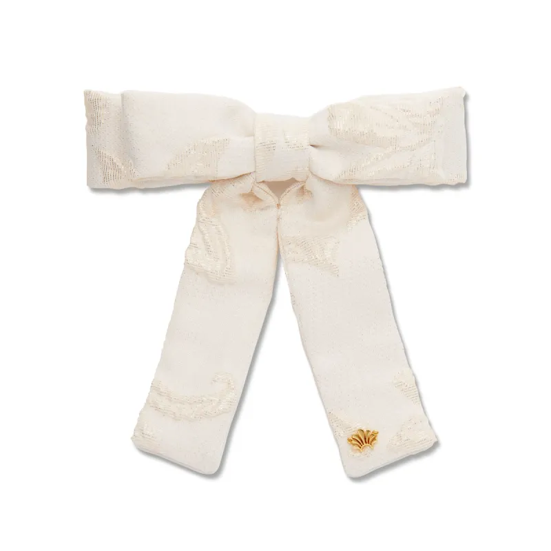 IVORY LILY JACQUARD ANTOINETTE BOW BARRETTE sold by Lele Sadoughi