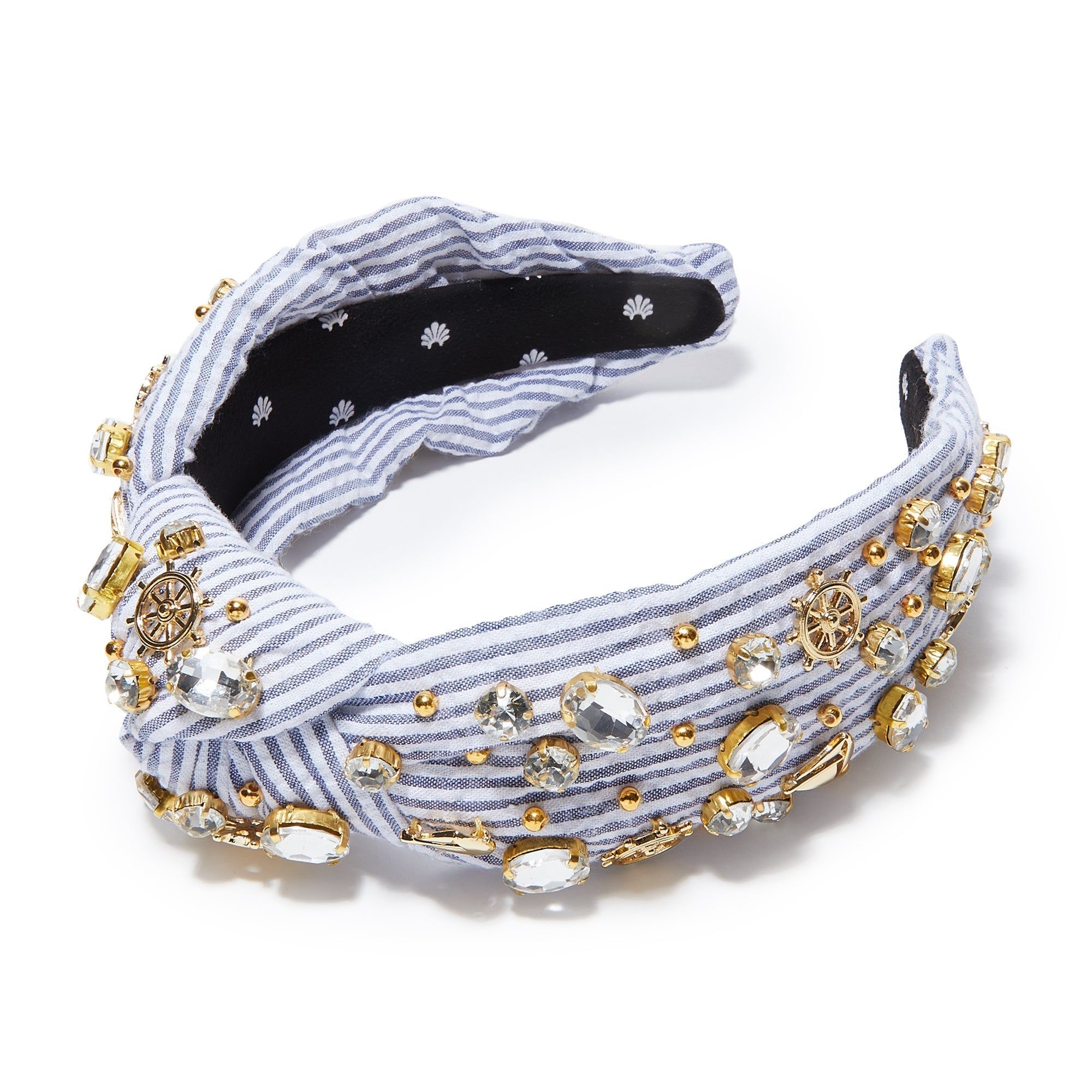 SEERSUCKER SAILBOAT EMBELLISHED KNOTTED HEADBAND sold by Lele Sadoughi