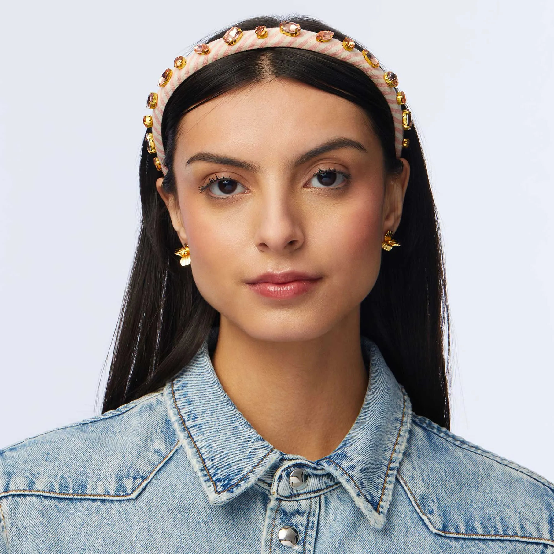 BALLET SLIPPER PINK EMBELLISHED SEERSUCKER GIGI HEADBAND sold by Lele Sadoughi product image thumbnail 2