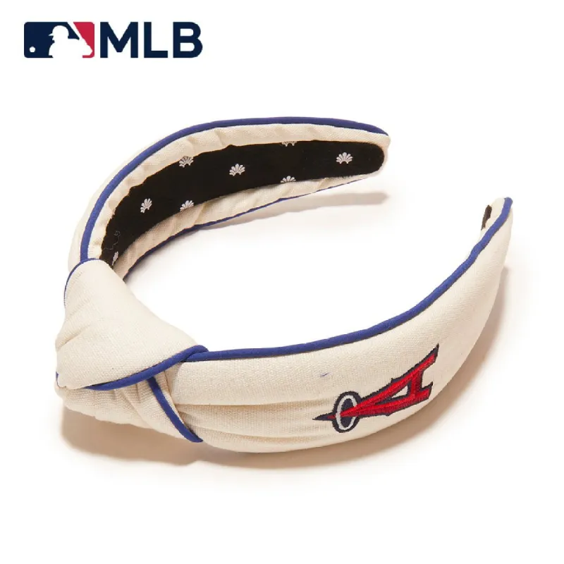 LOS ANGELES ANGELS LELE SADOUGHI / MLB IVORY EMBROIDERED KNOTTED HEADBAND sold by Lele Sadoughi