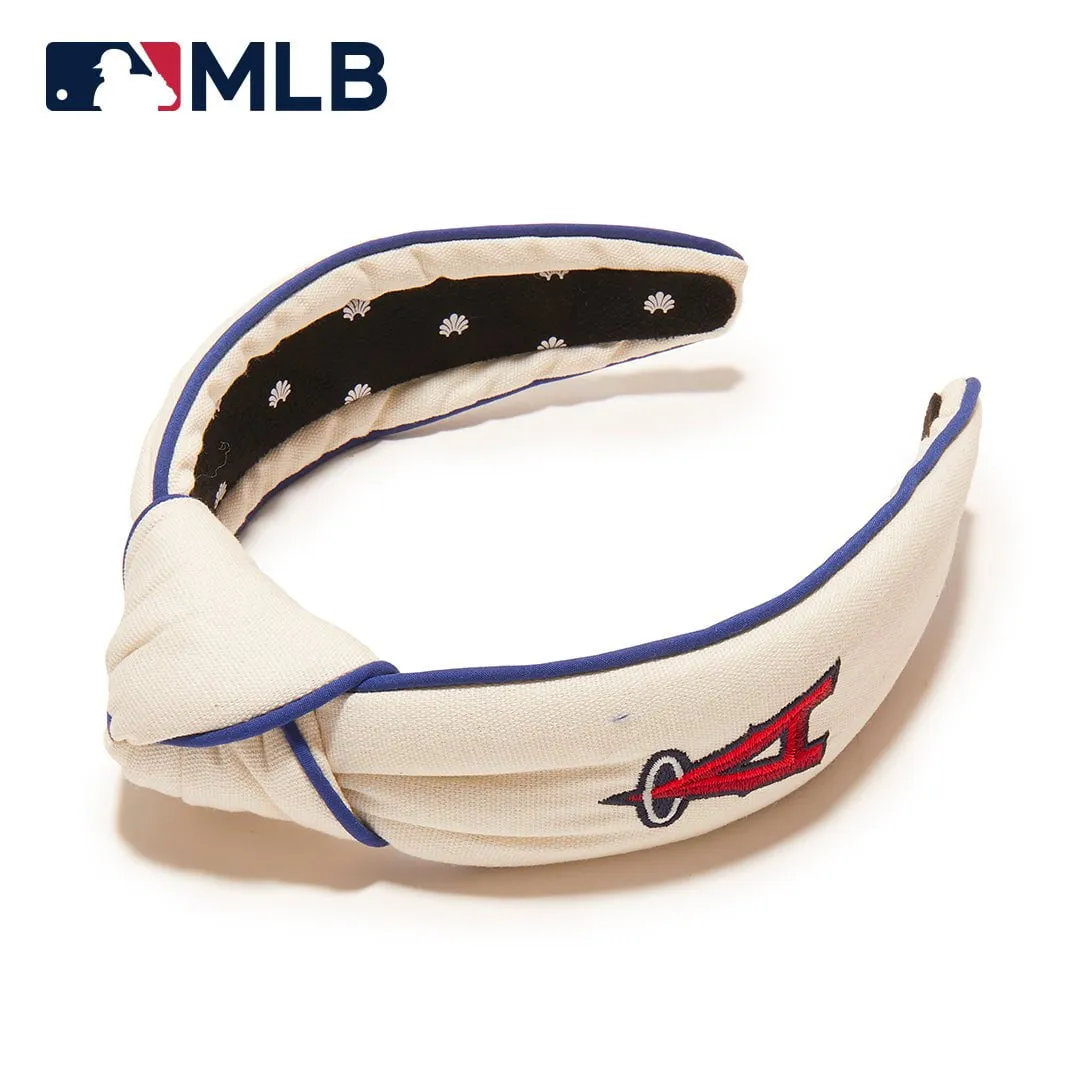 LOS ANGELES ANGELS LELE SADOUGHI / MLB IVORY EMBROIDERED KNOTTED HEADBAND sold by Lele Sadoughi